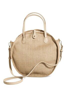 Who What Wear 100%‎ Jute Woven Tan Round Crossbody Purse Bag Resortwear Beach